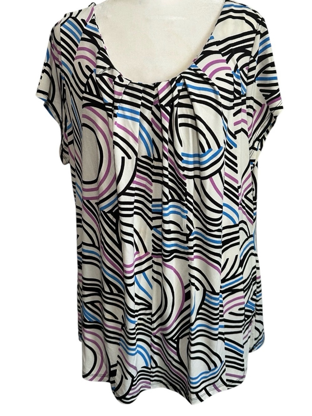 Worthington short  Sleeve Scoop Neck Geometric Print Top size 1X